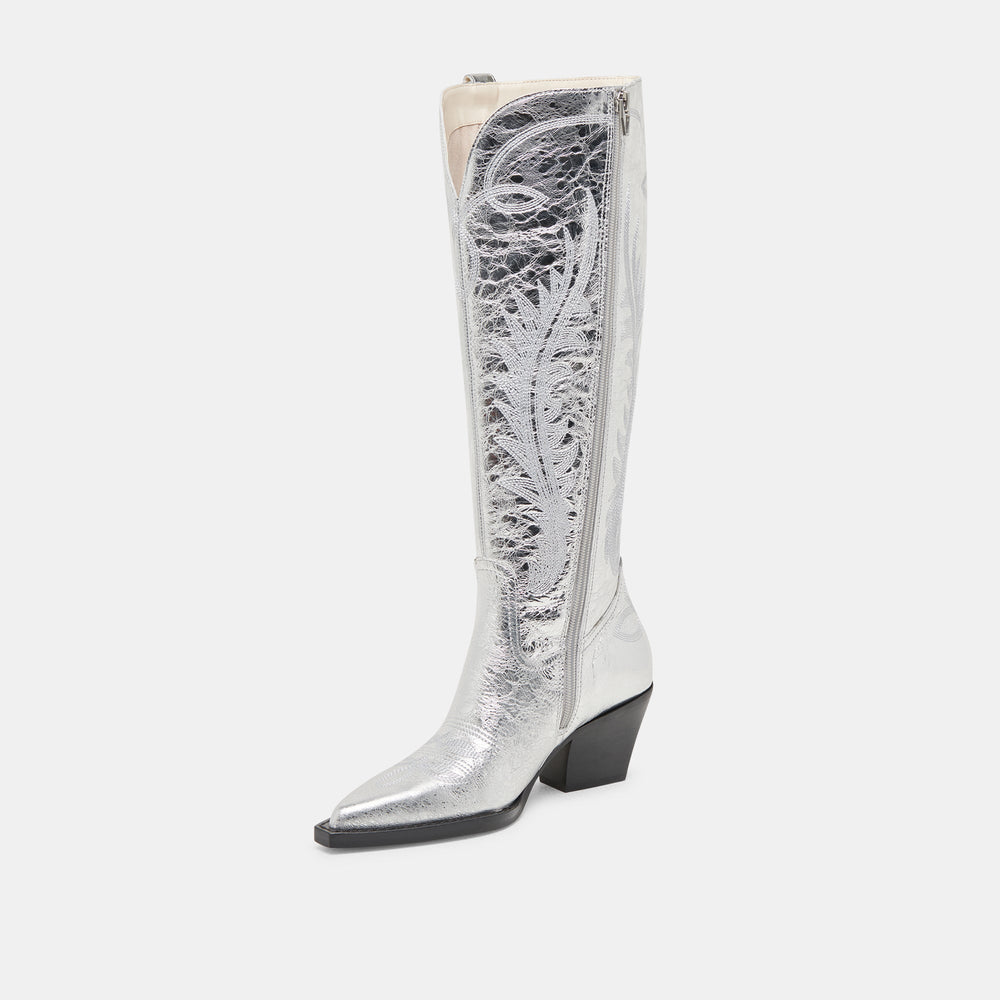 Ryatt Extra Wide Calf Silver Boots | Distressed Leather Boots
 – Dolce Vita / Dolce Vita