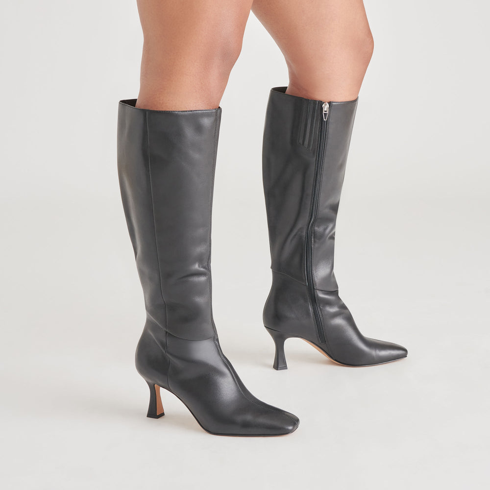 Gyra Wide Calf Black Leather Boots | Black Knee-High Wide Calf Boots
 – Dolce Vita / Dolce Vita