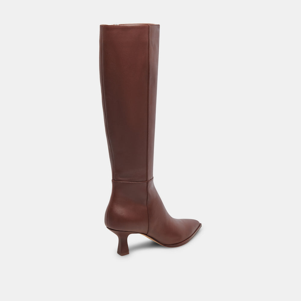 Auggie Chocolate Leather Narrow Calf Boots / Dolce Vita