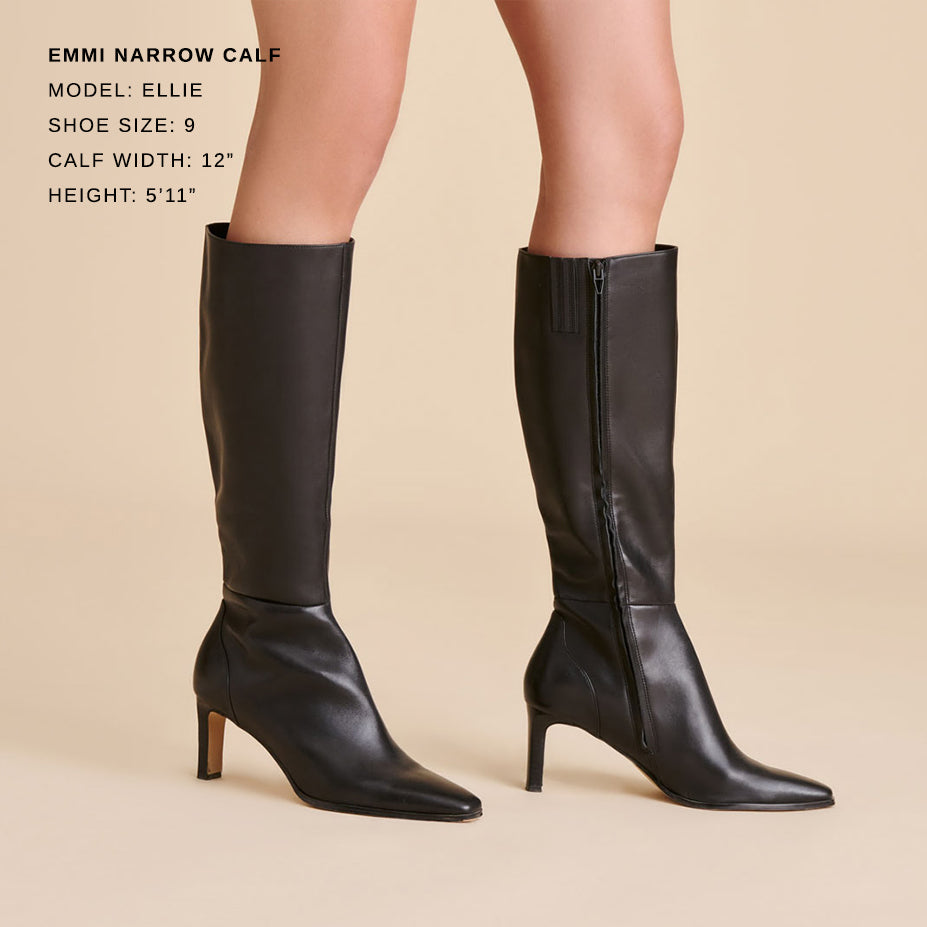 Emmi Black Leather Narrow Calf Boots / Dolce Vita