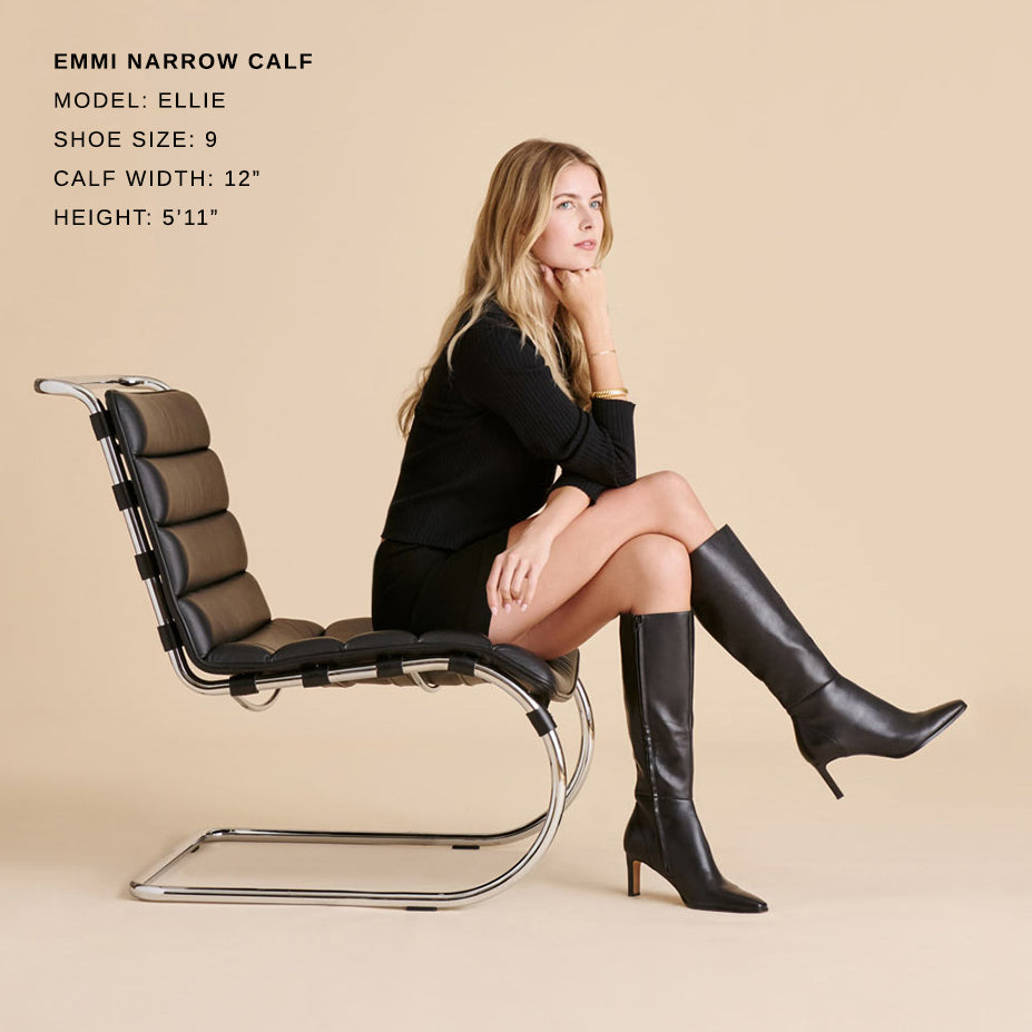 Emmi Black Leather Narrow Calf Boots / Dolce Vita