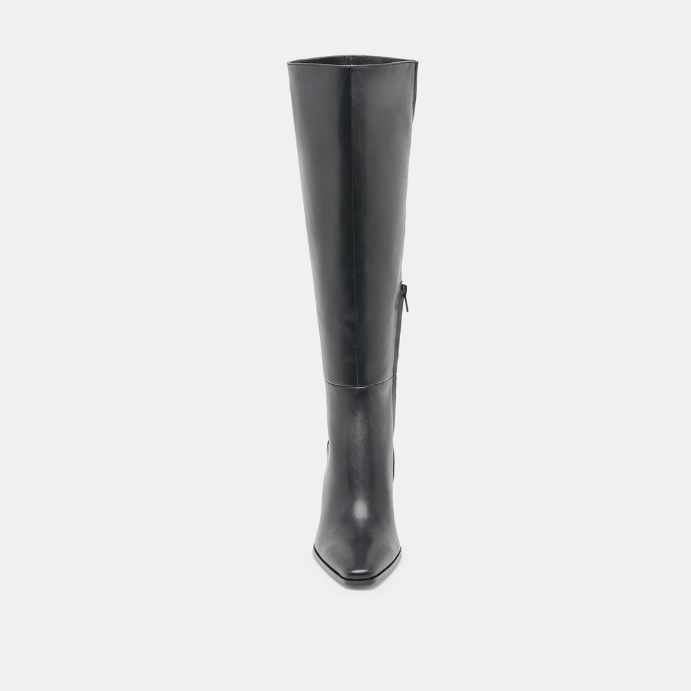 Emmi Black Leather Narrow Calf Boots / Dolce Vita
