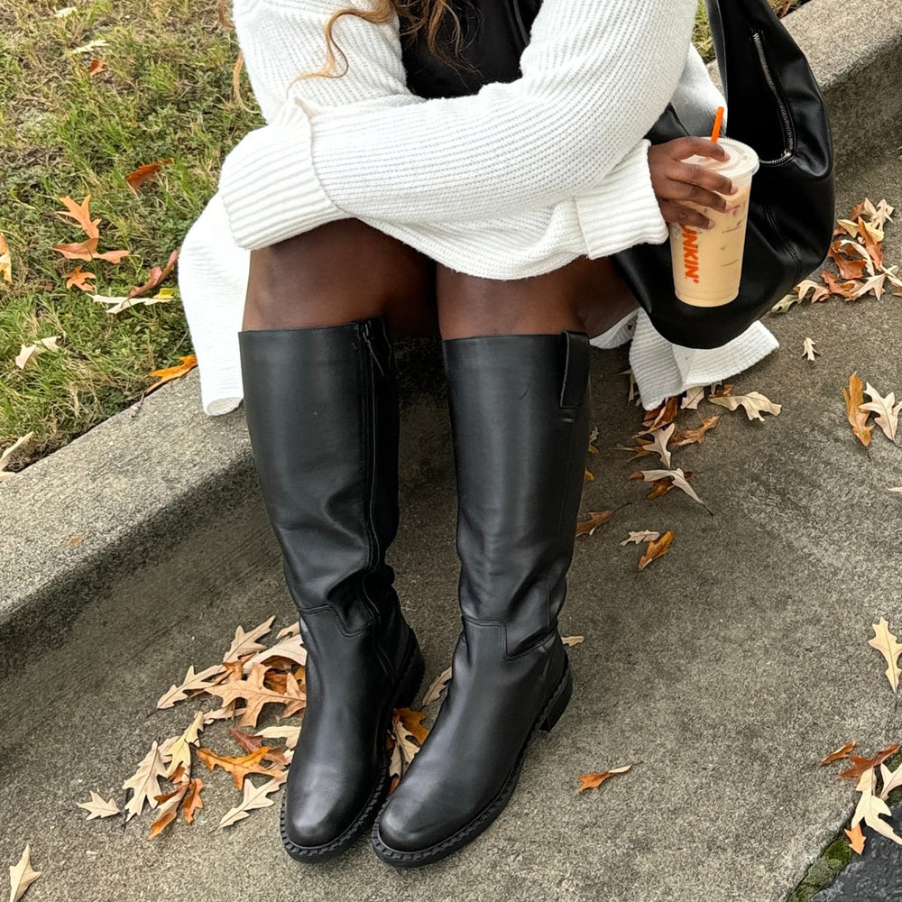 Glory H2O Waterproof Black Leather Wide Calf Boots / Dolce Vita