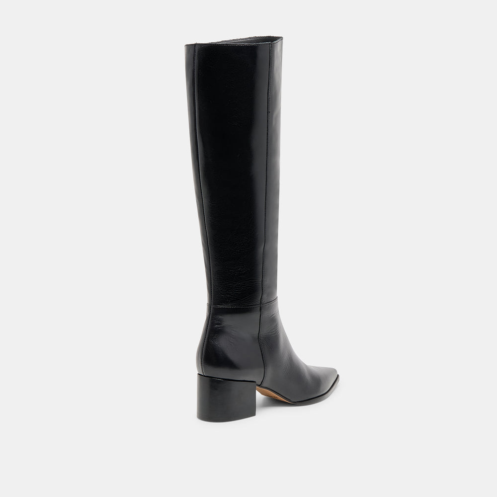 Kirson Black Leather Wide Calf Boots / Dolce Vita