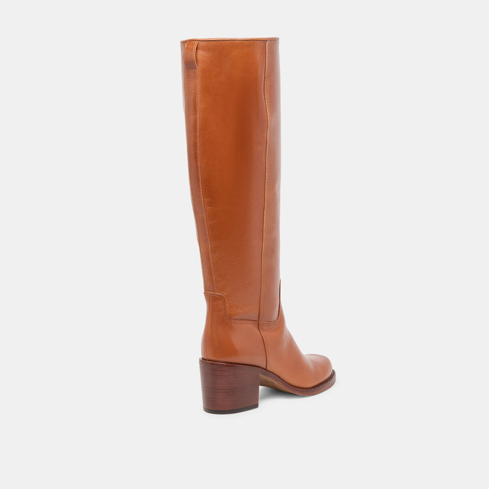 Lucyle Tan Leather Wide Calf Boots / Dolce Vita