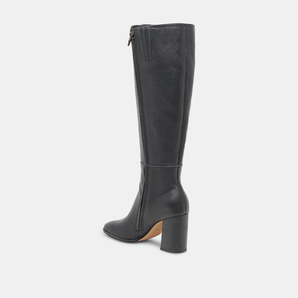 FYNN Wide Calf Boots Onyx Leather | Women's Onyx Knee-High Boots
 – Dolce Vita / Dolce Vita