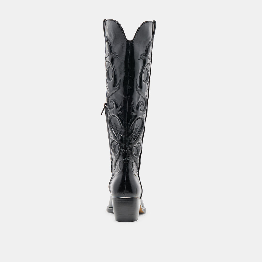 Mirla Black Leather Wide Calf Boots / Dolce Vita
