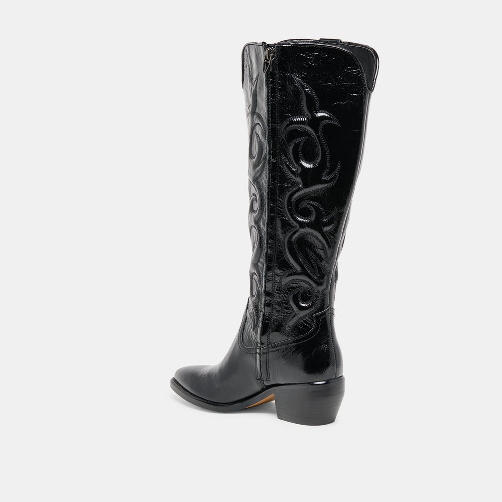 Mirla Black Leather Wide Calf Boots / Dolce Vita