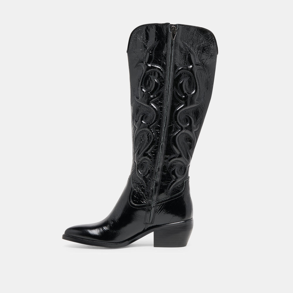 Mirla Black Leather Wide Calf Boots / Dolce Vita
