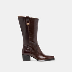 Vern Chocolate Leather Wide Calf Boots / Dolce Vita