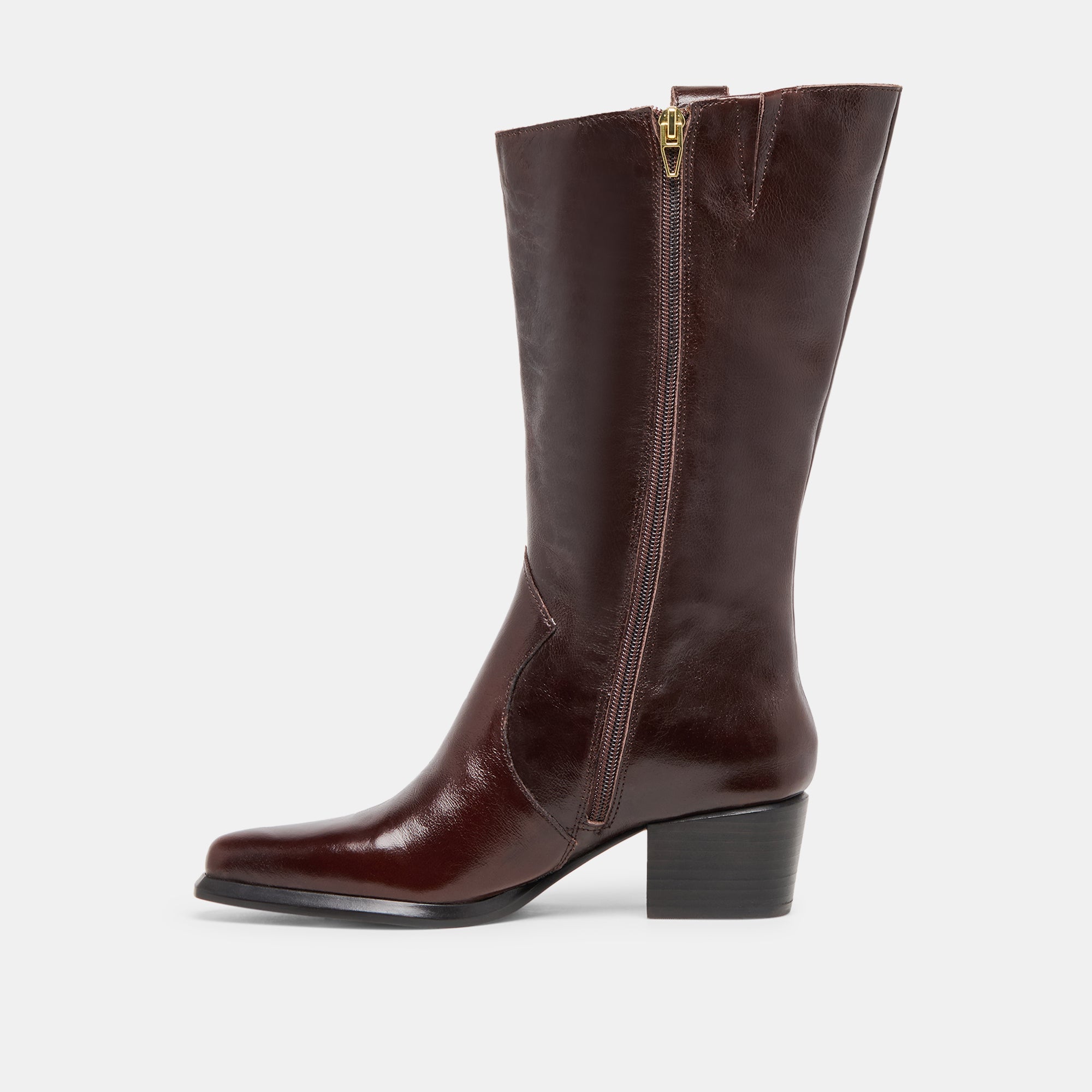 Vern Chocolate Leather Wide Calf Boots / Dolce Vita