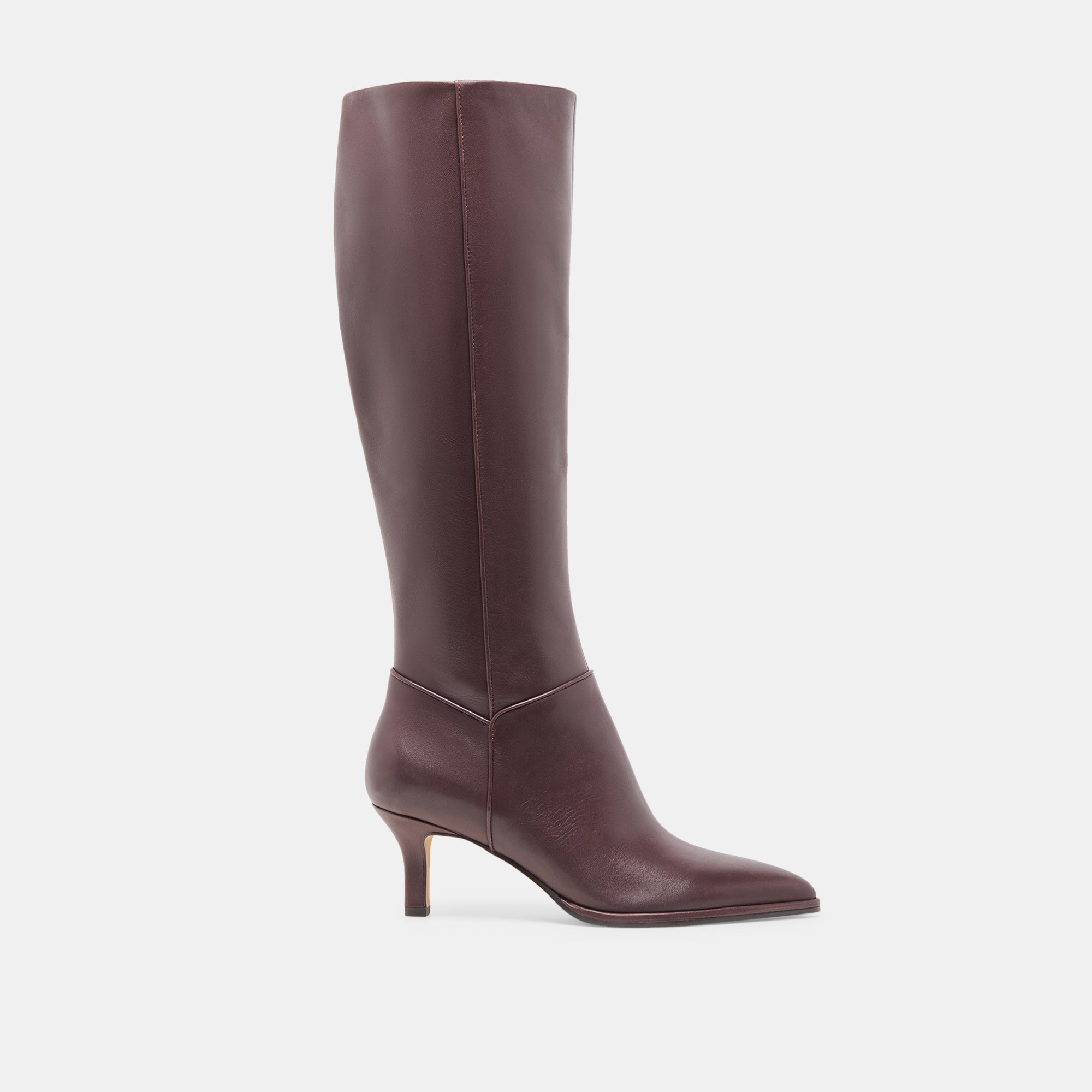 Aldy Mulberry Leather Wide Calf Boots / Dolce Vita