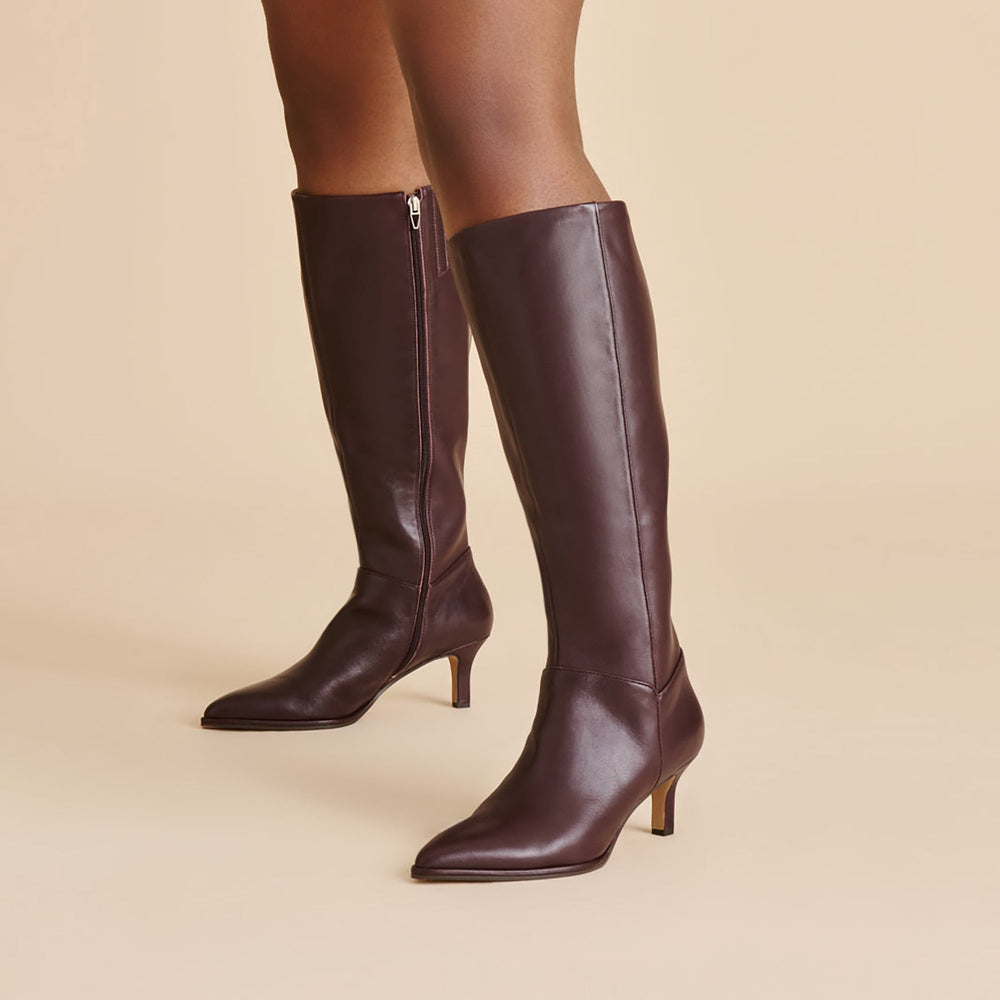 Aldy Mulberry Leather Wide Calf Boots / Dolce Vita