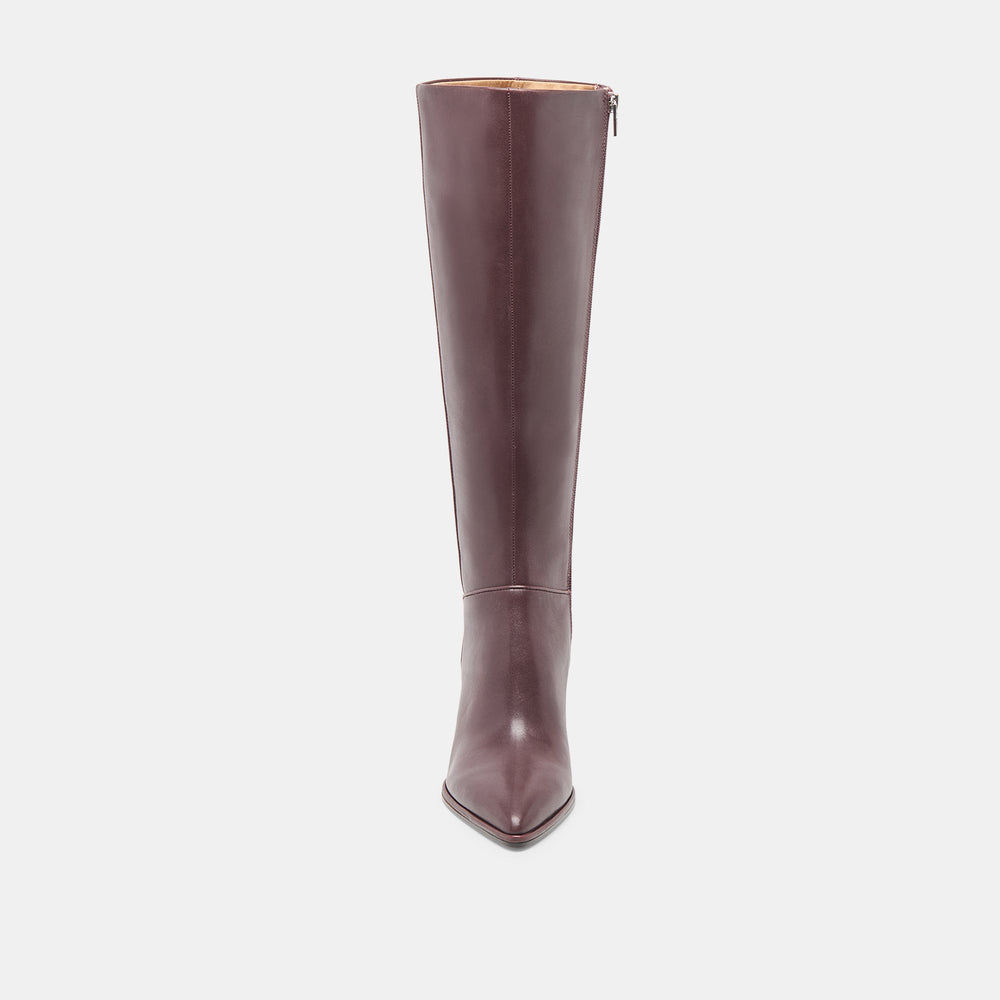 Aldy Mulberry Leather Wide Calf Boots / Dolce Vita