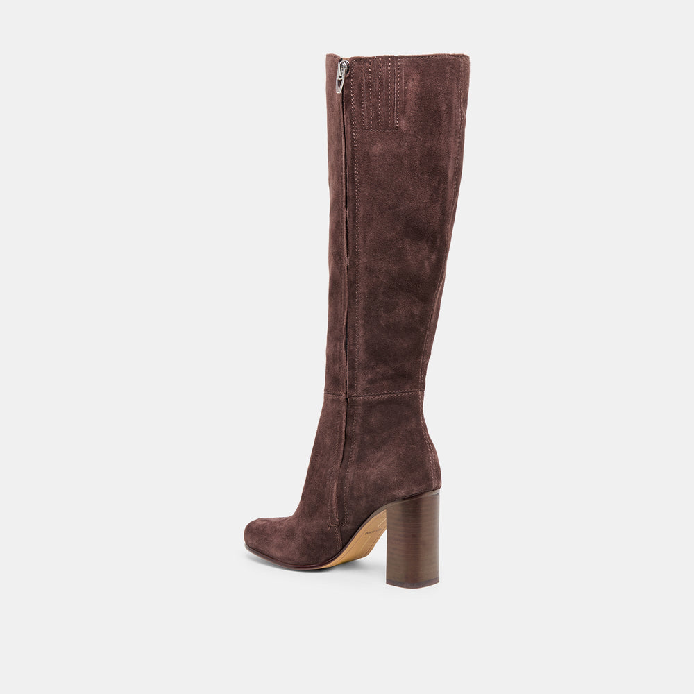 Hudsin Wide Calf Mahogany Suede Boots / Dolce Vita