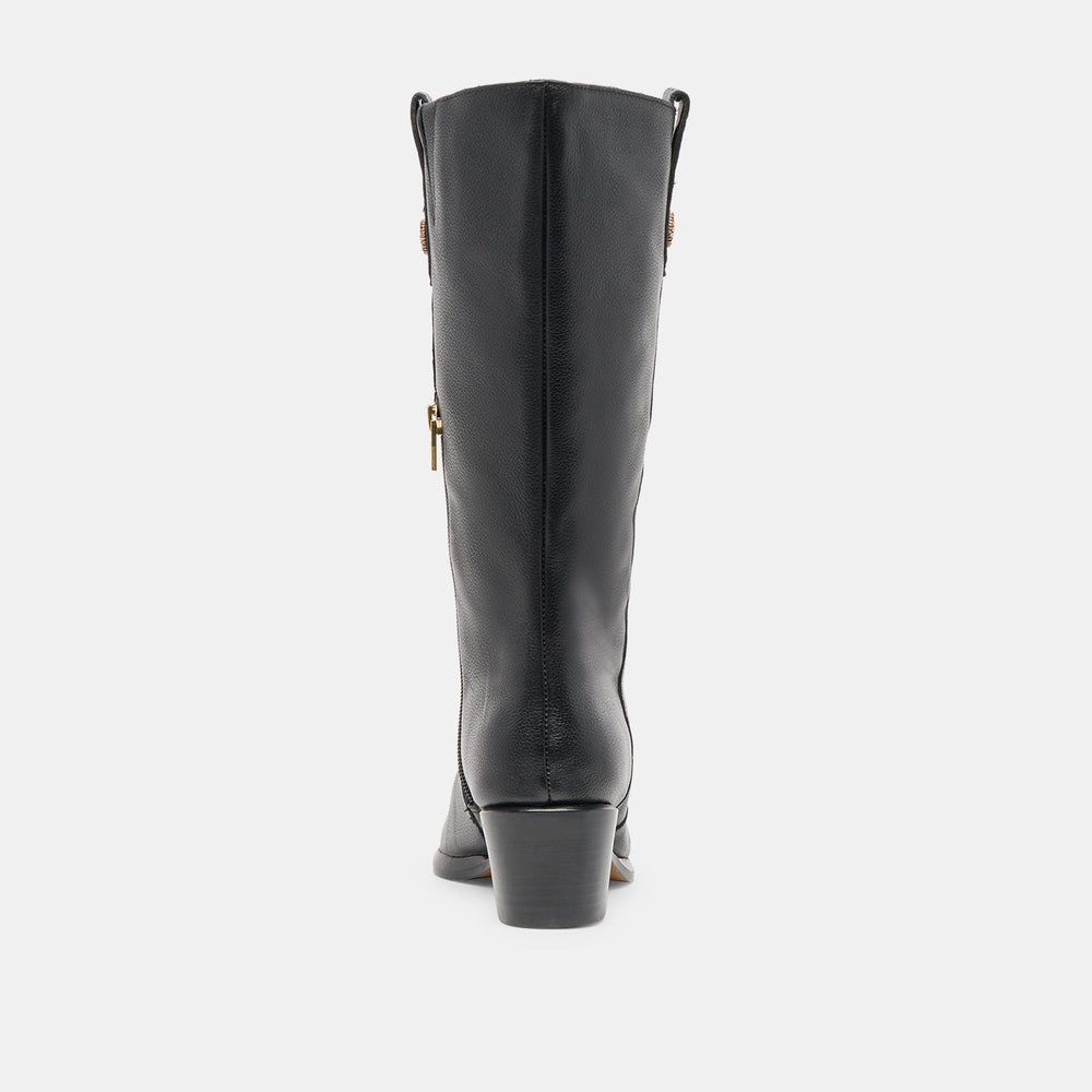 Vern Black Leather Wide Calf Boots / Dolce Vita