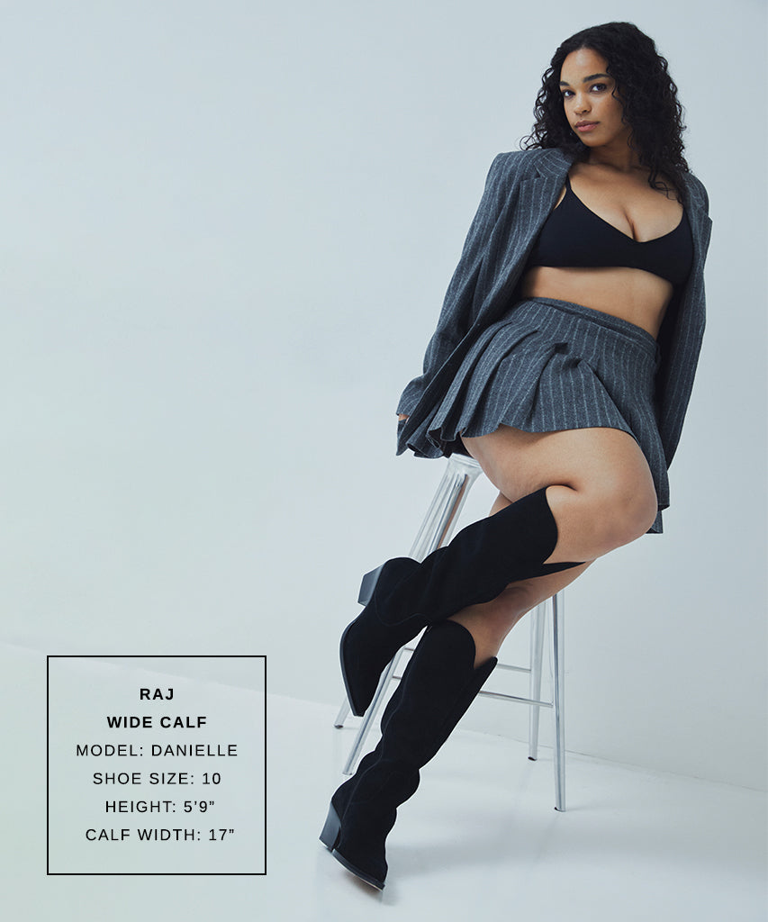RAJ Wide Calf Boots Onyx Suede | Women's Onyx Suede Knee-High Boots
 – Dolce Vita / Dolce Vita
