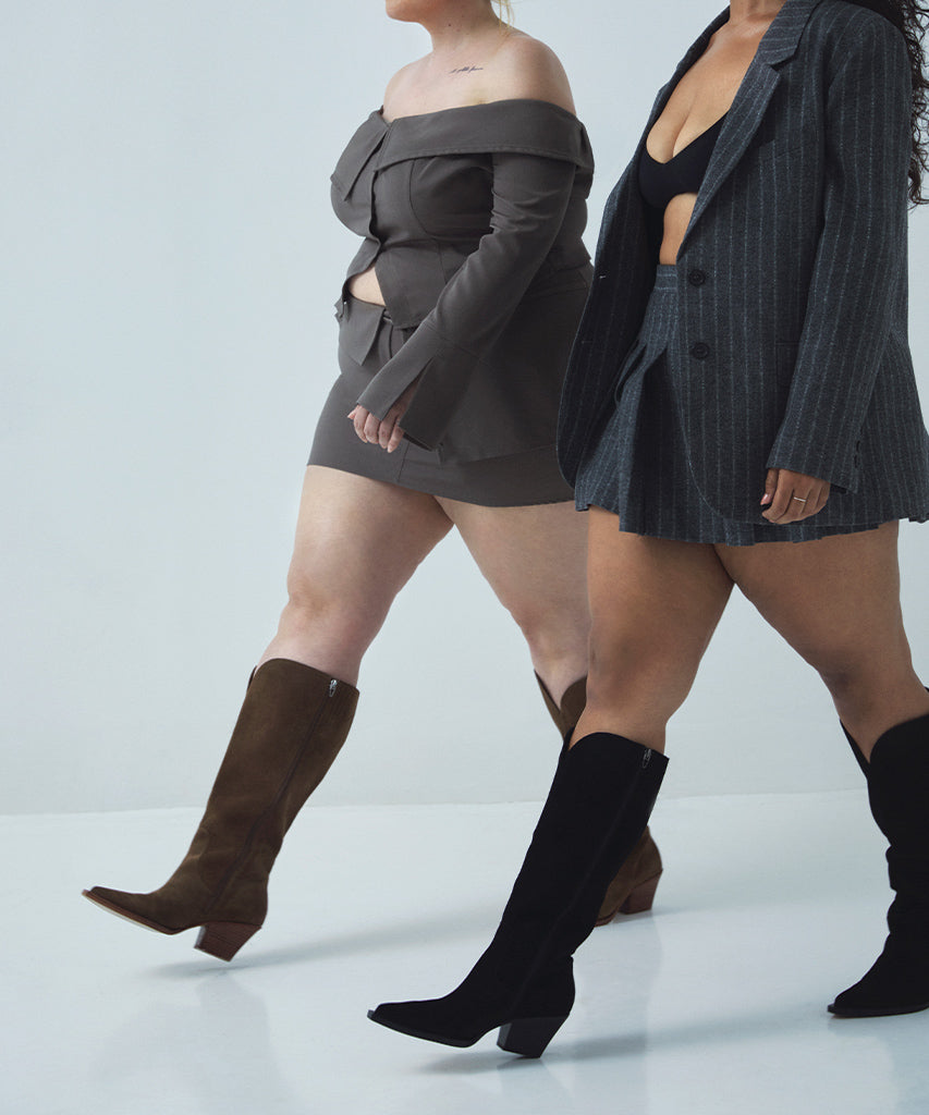 RAJ Wide Calf Boots Onyx Suede | Women's Onyx Suede Knee-High Boots
 – Dolce Vita / Dolce Vita