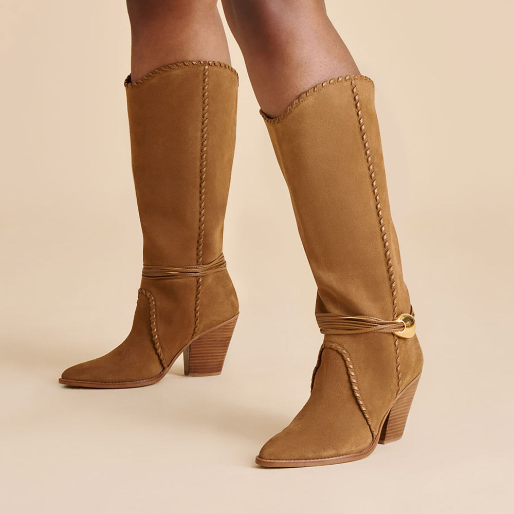 Jody Lt Brown Suede Wide Calf Boots / Dolce Vita