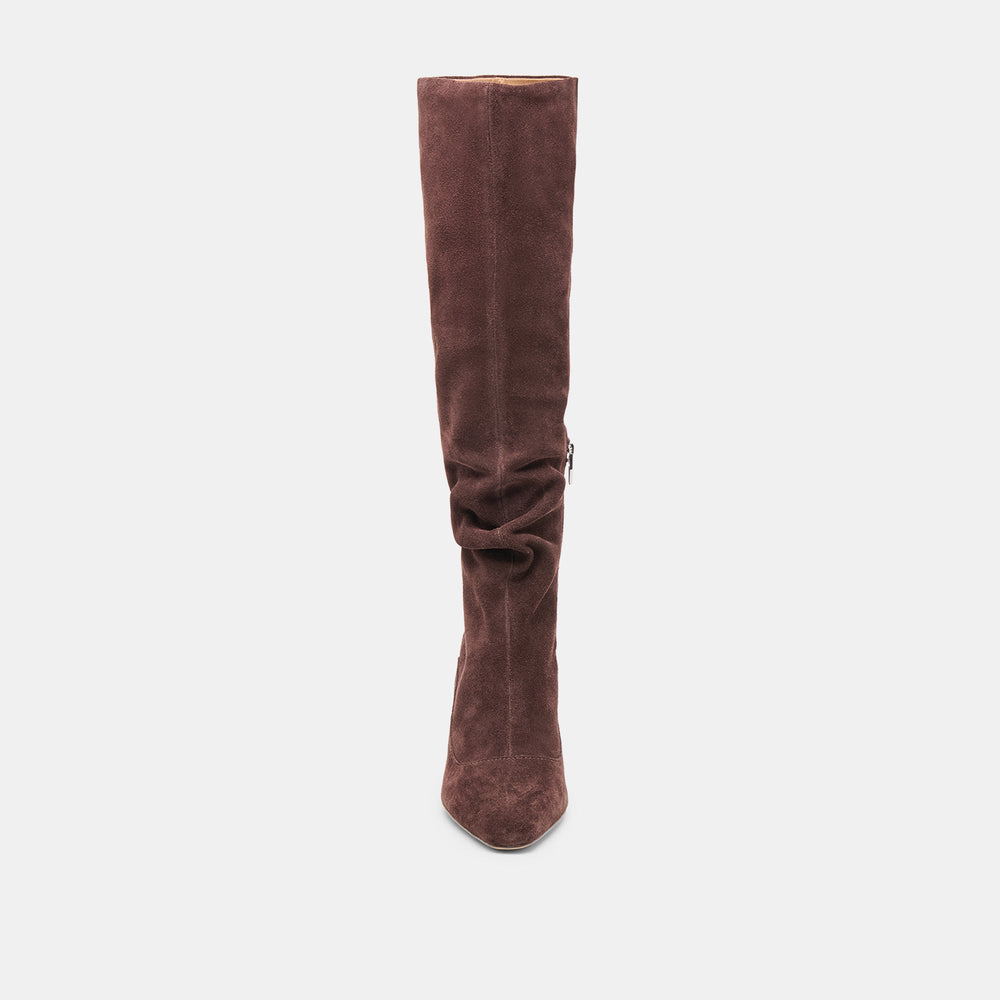 Lousa Mahogany Suede Wide Calf Boots / Dolce Vita