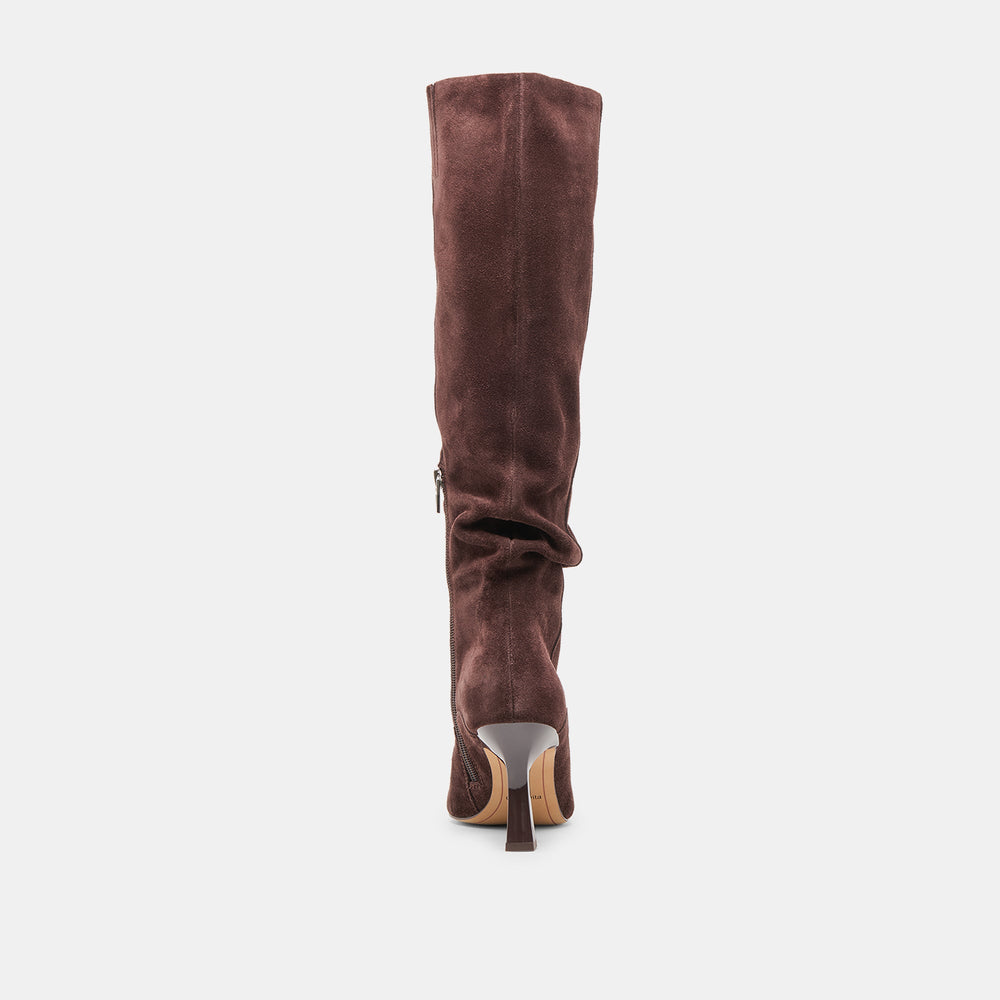 Lousa Mahogany Suede Wide Calf Boots / Dolce Vita
