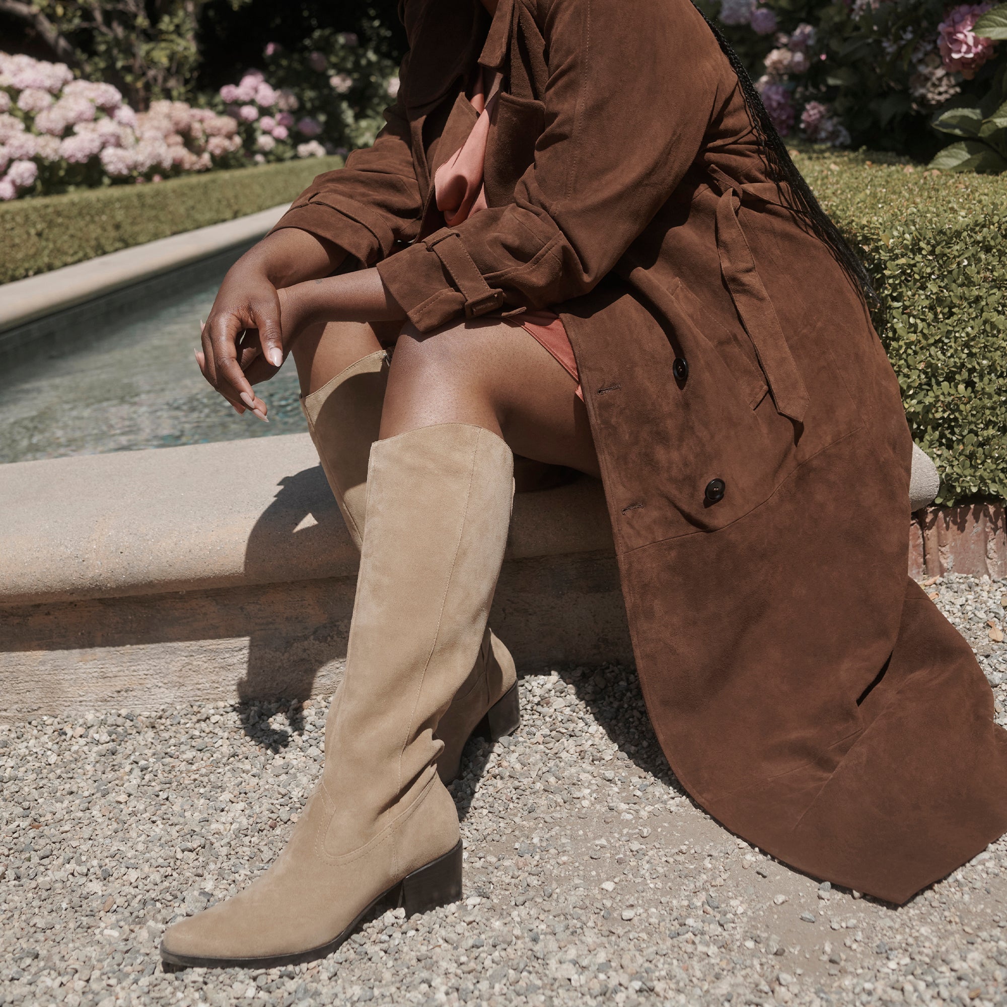 Virona H2O Waterproof Dk Taupe Suede Wide Calf Boots / Dolce Vita