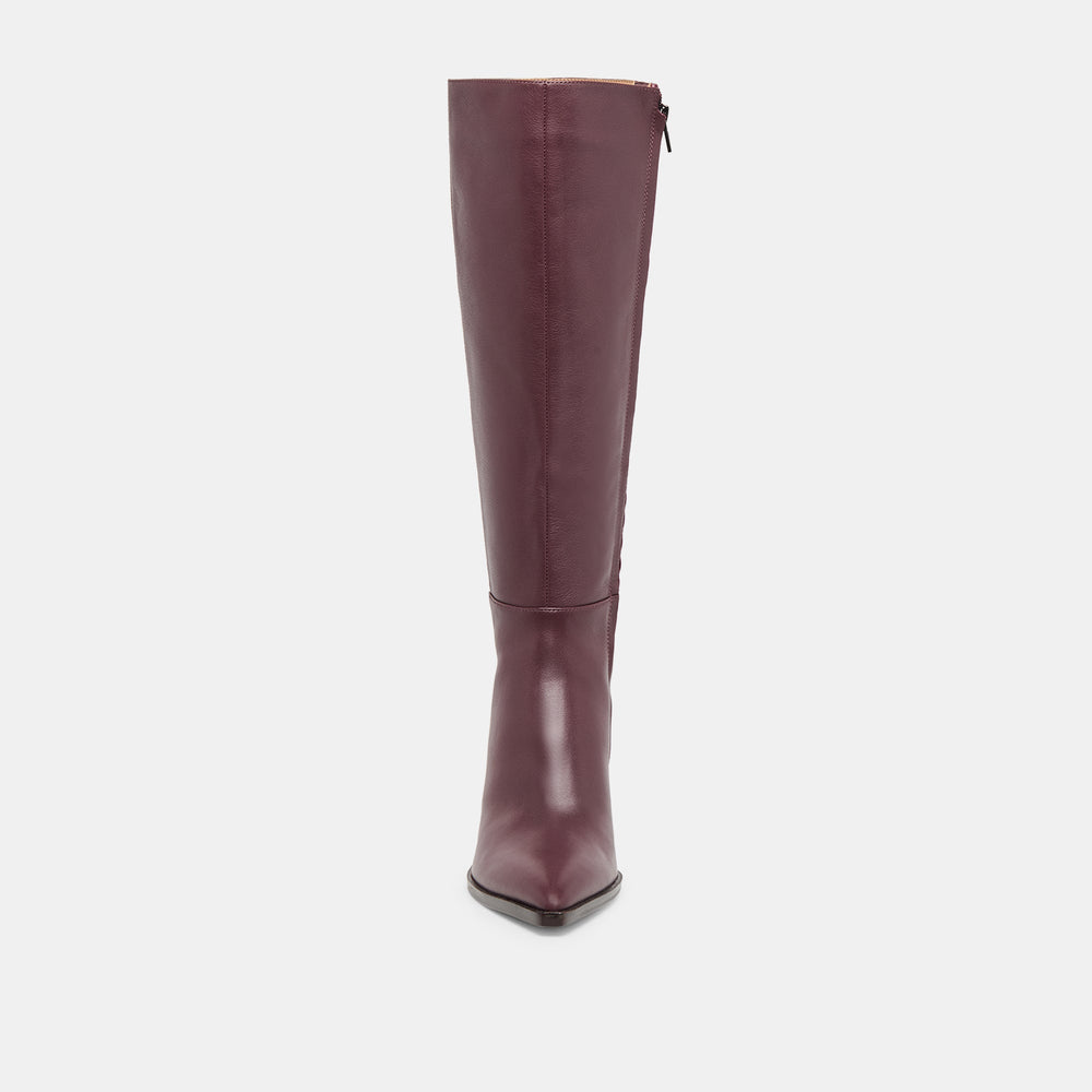 Auggie Wine Leather Wide Calf Boots / Dolce Vita