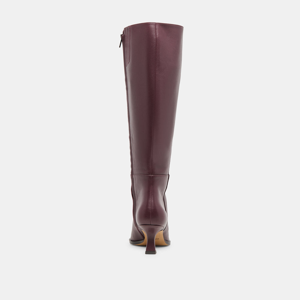 Auggie Wine Leather Wide Calf Boots / Dolce Vita