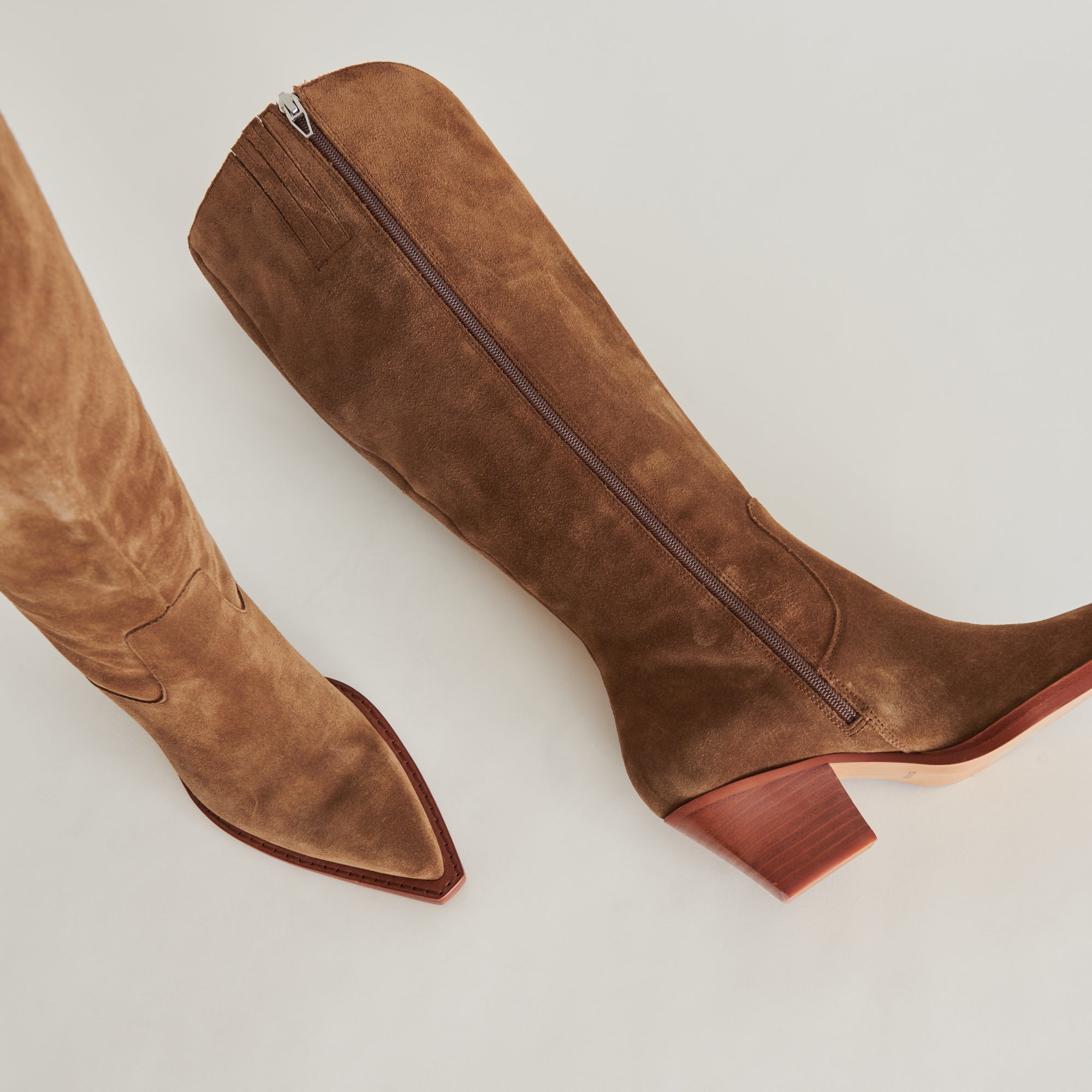 RAJ Wide Calf Boots Brown Suede | Women's Brown Suede Knee-High Boots
 – Dolce Vita / Dolce Vita