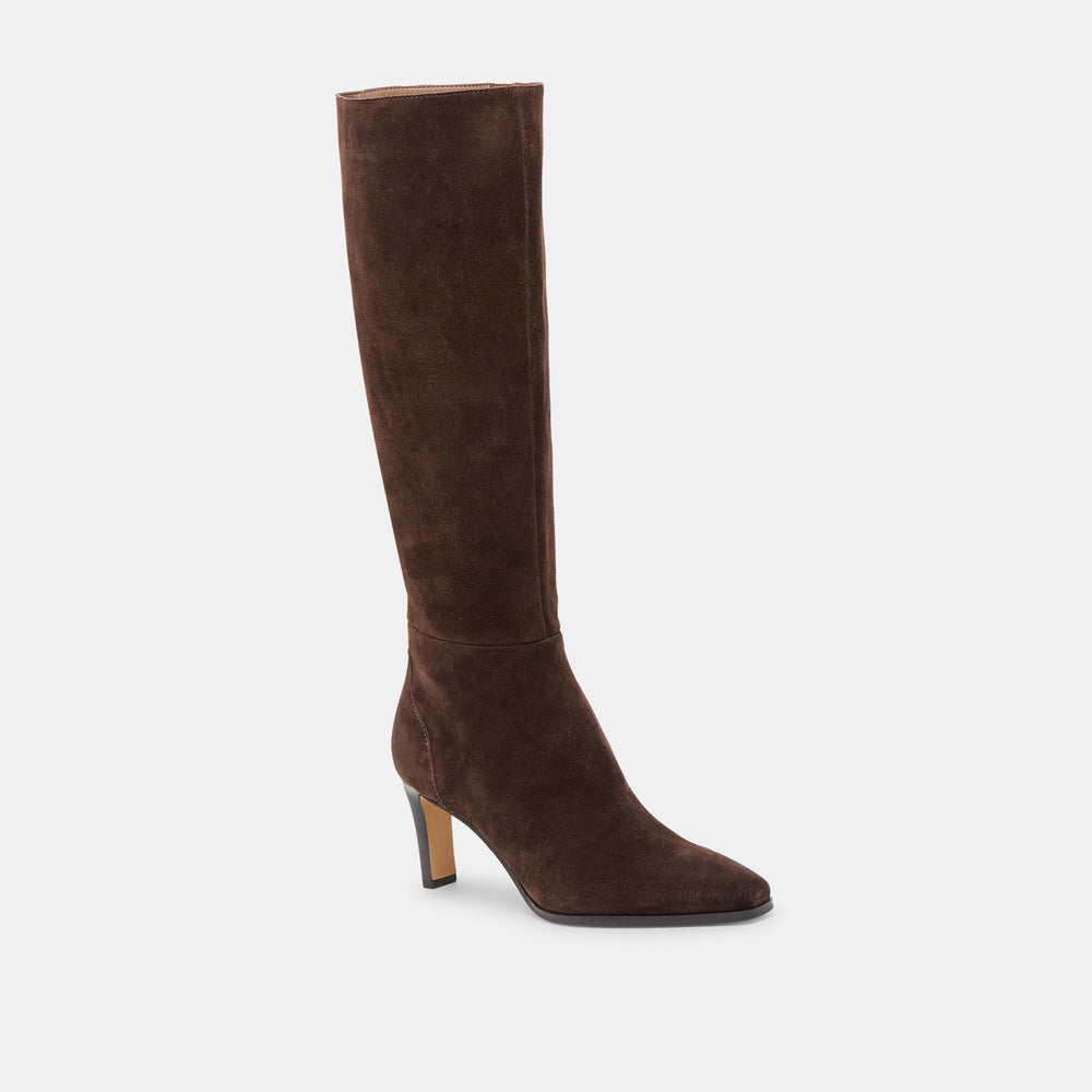 Emmi Dk Brown Suede Wide Calf Boots / Dolce Vita