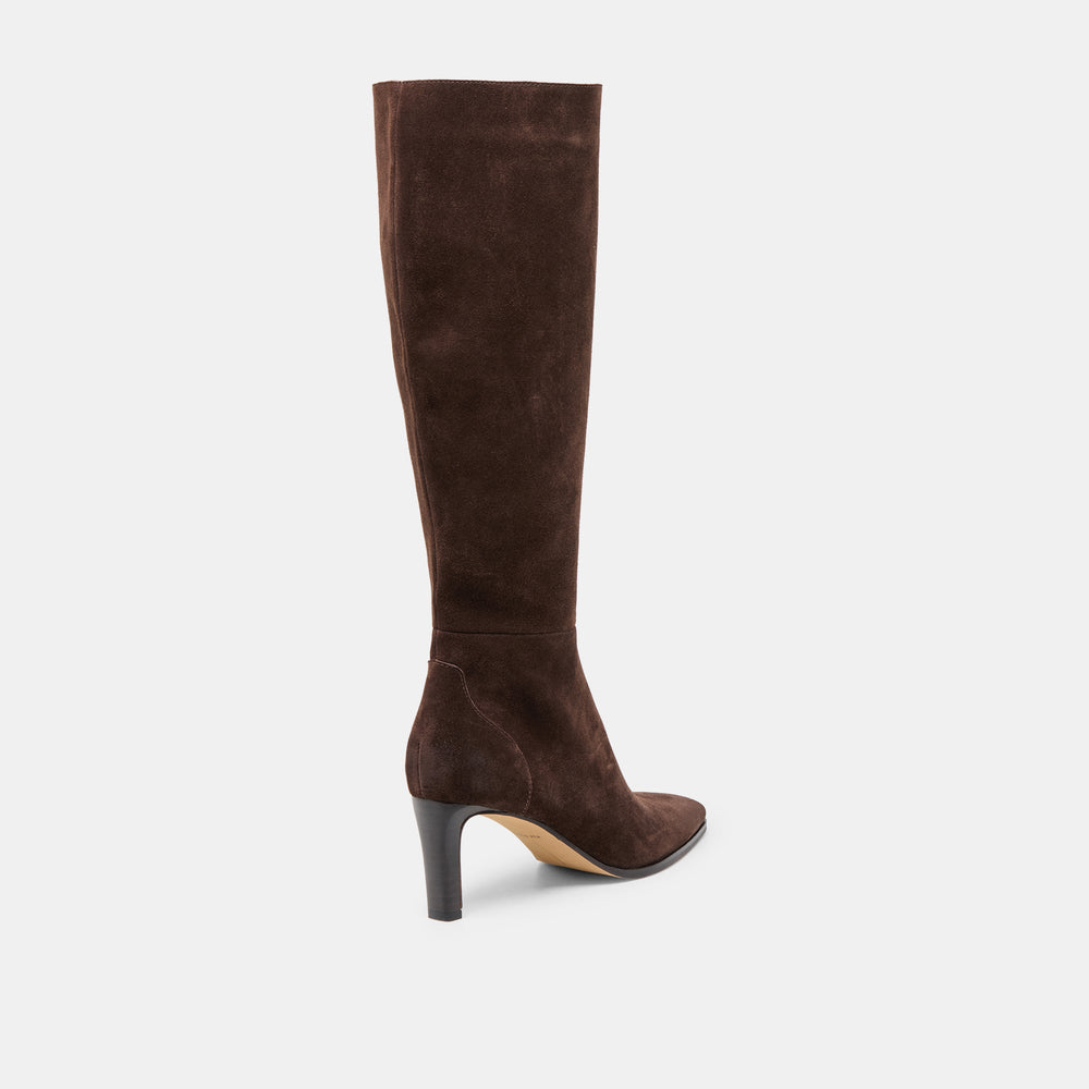 Emmi Dk Brown Suede Wide Calf Boots / Dolce Vita