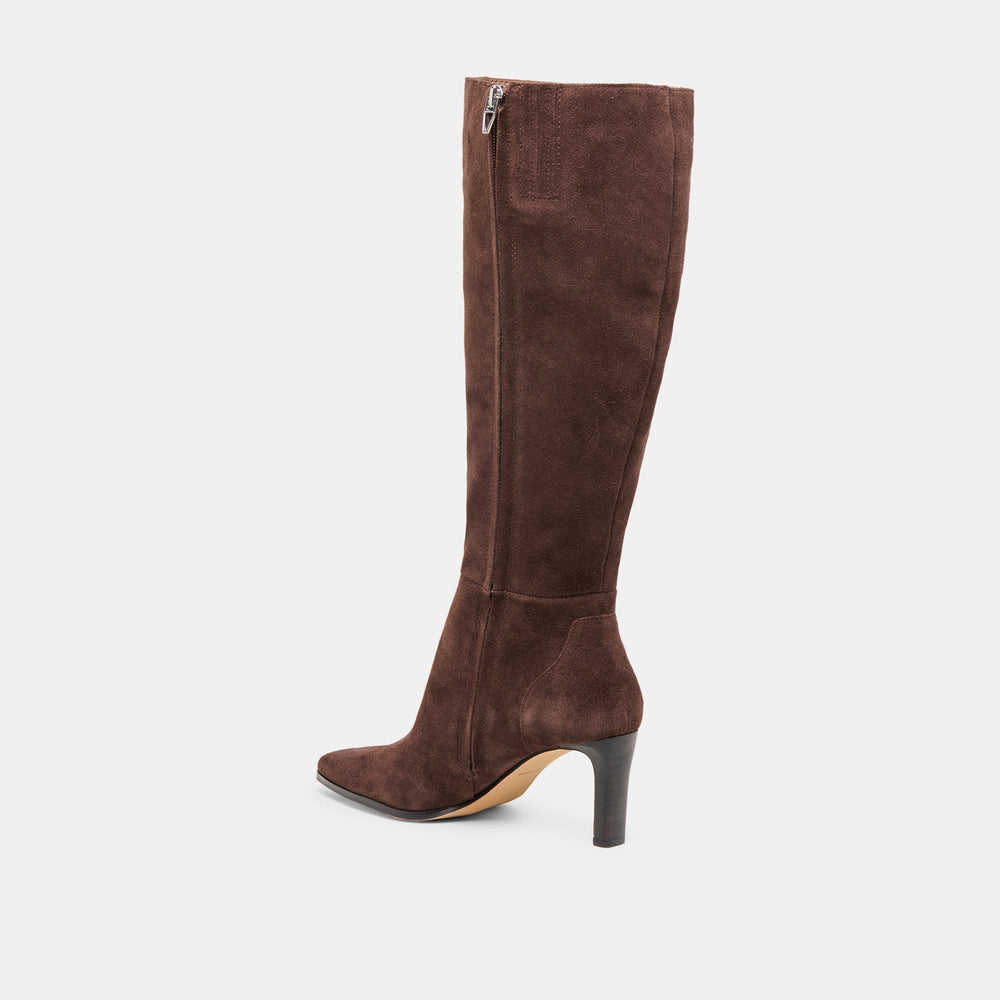Emmi Dk Brown Suede Wide Calf Boots / Dolce Vita