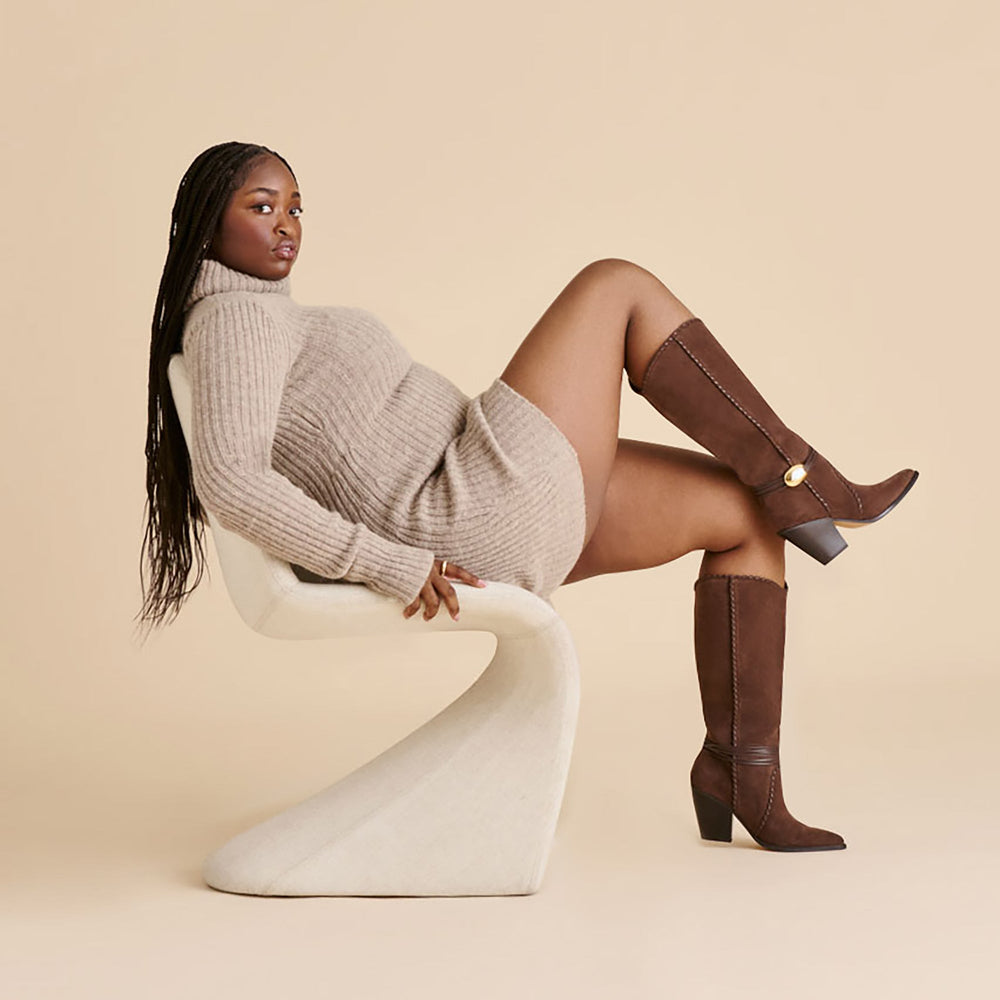 Jody Dk Brown Suede Wide Calf Boots / Dolce Vita