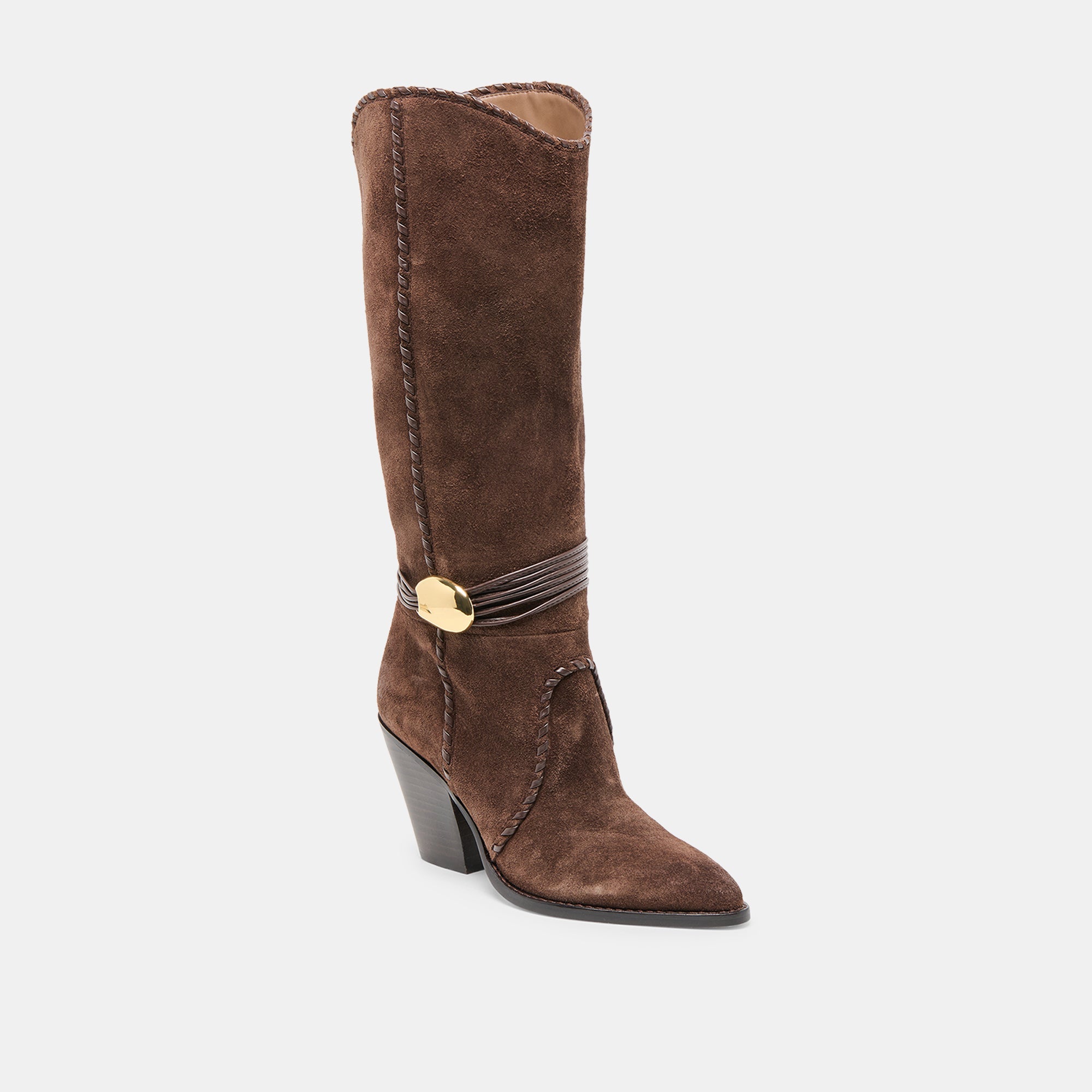 Jody Dk Brown Suede Wide Calf Boots / Dolce Vita