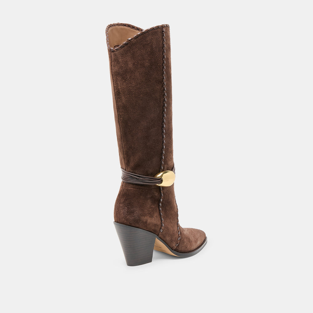 Jody Dk Brown Suede Wide Calf Boots / Dolce Vita