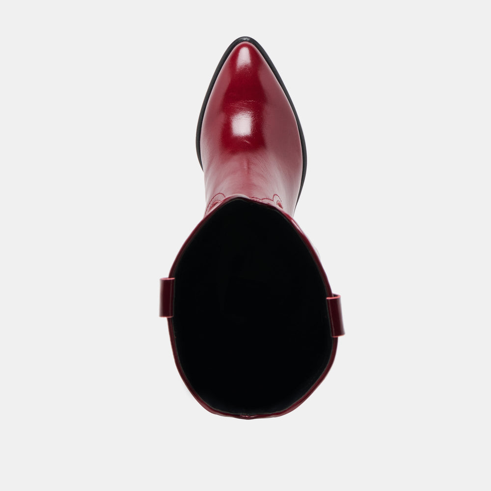 Mirla Oxblood Leather Wide Calf Boots / Dolce Vita