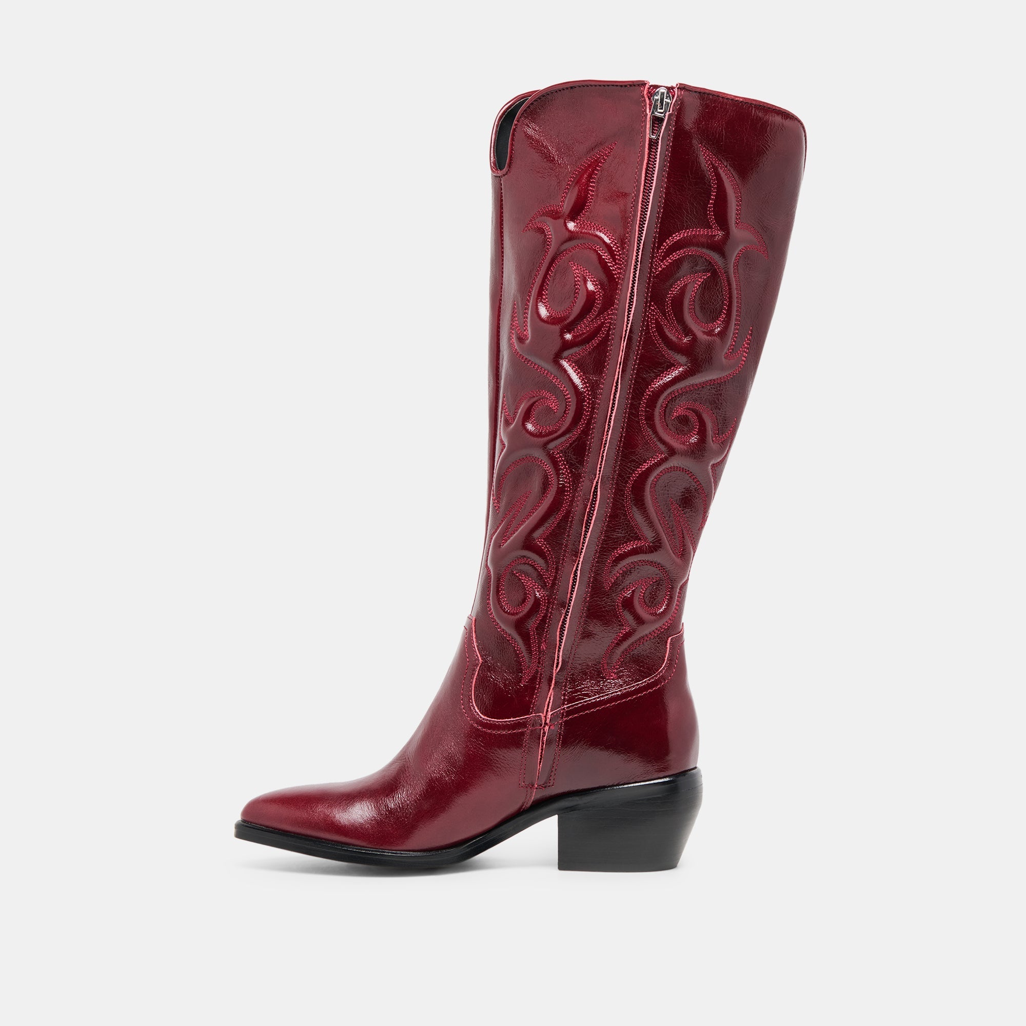 Mirla Oxblood Leather Wide Calf Boots / Dolce Vita