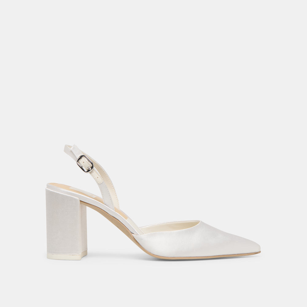 Carel True White Satin High Heels / Dolce Vita