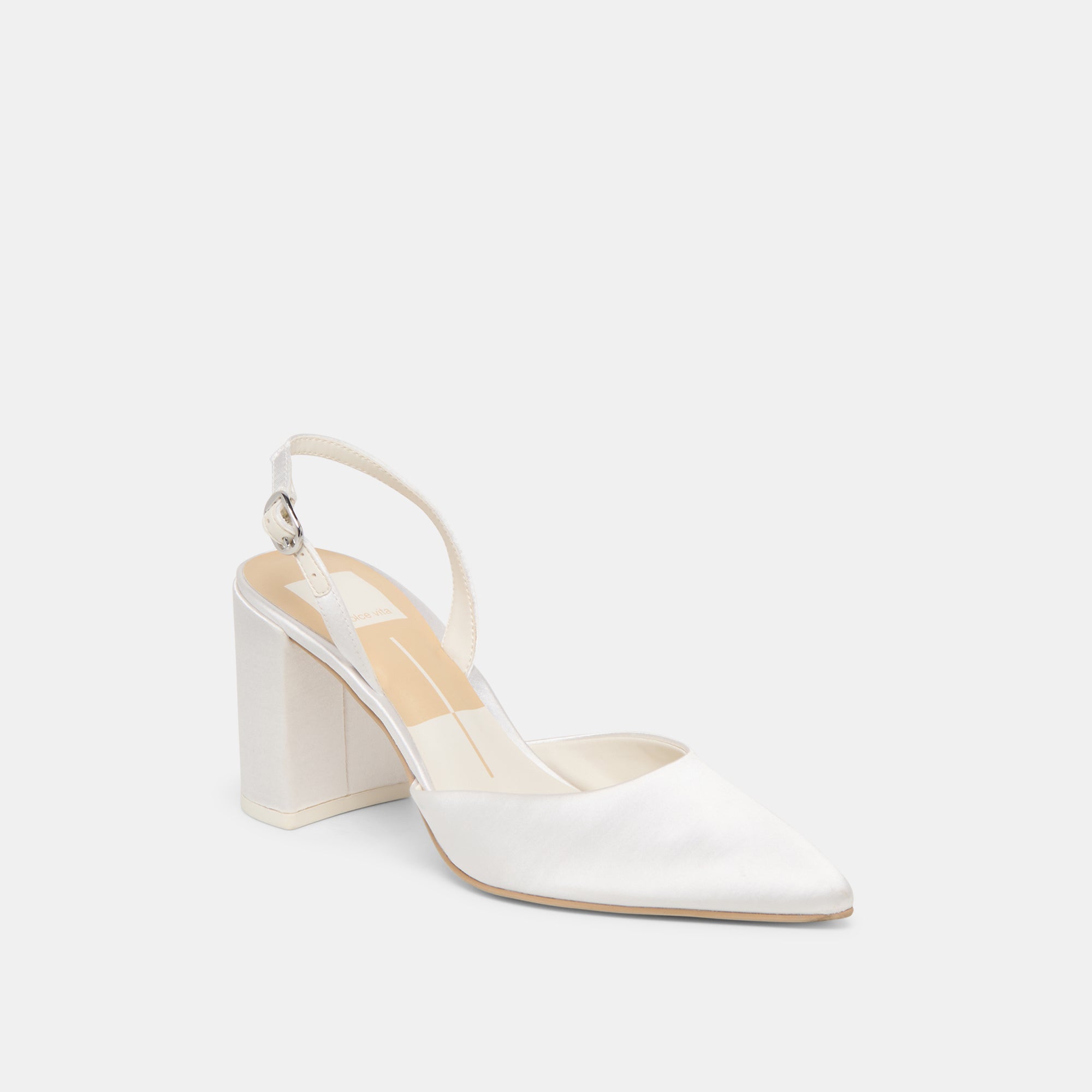 Carel True White Satin High Heels / Dolce Vita