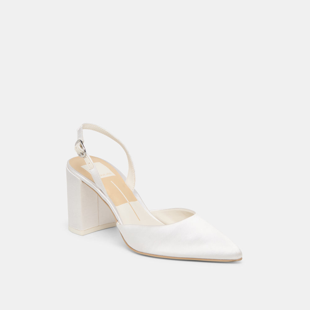 Carel True White Satin High Heels / Dolce Vita