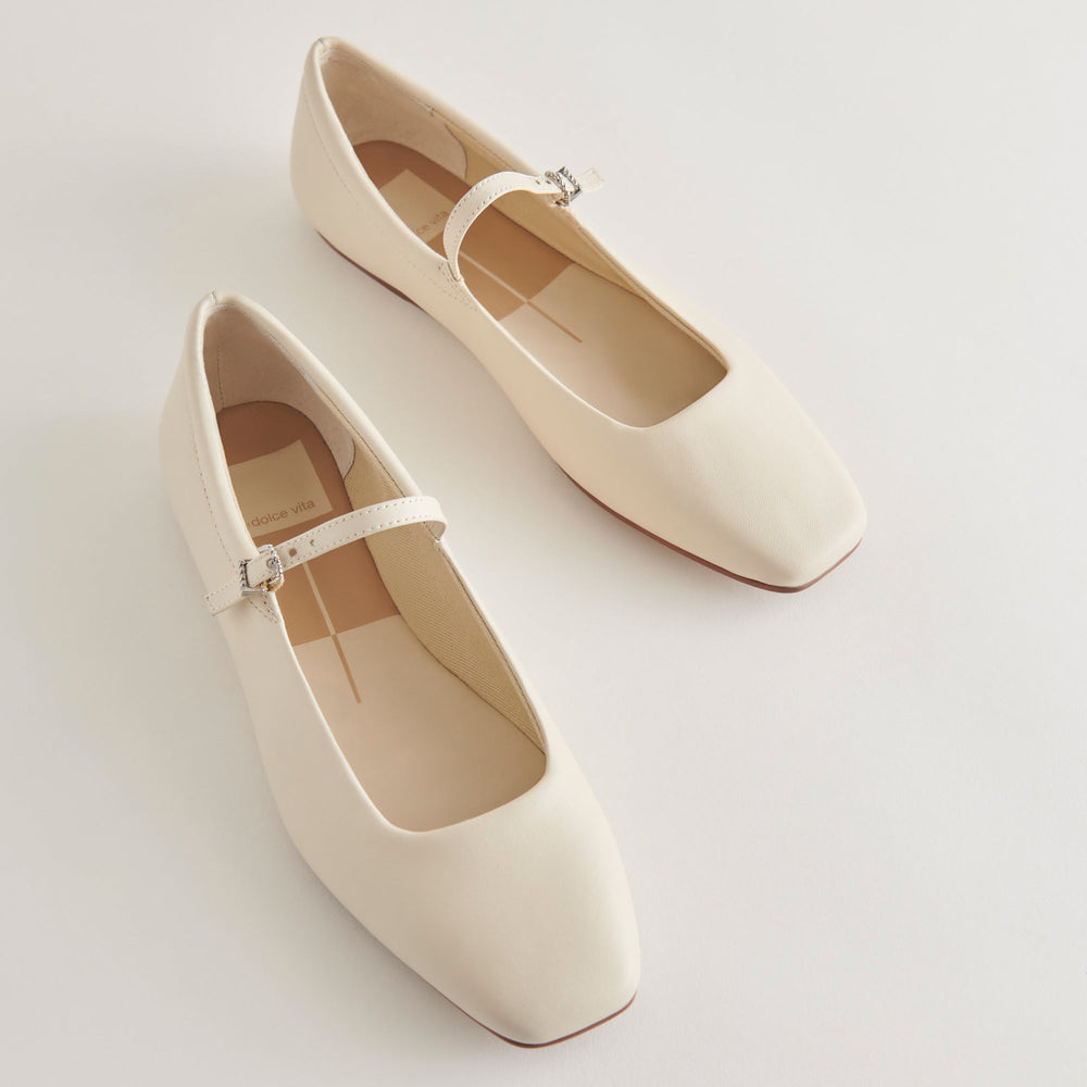 Reyes Ivory Leather Ballet Flats / Dolce Vita