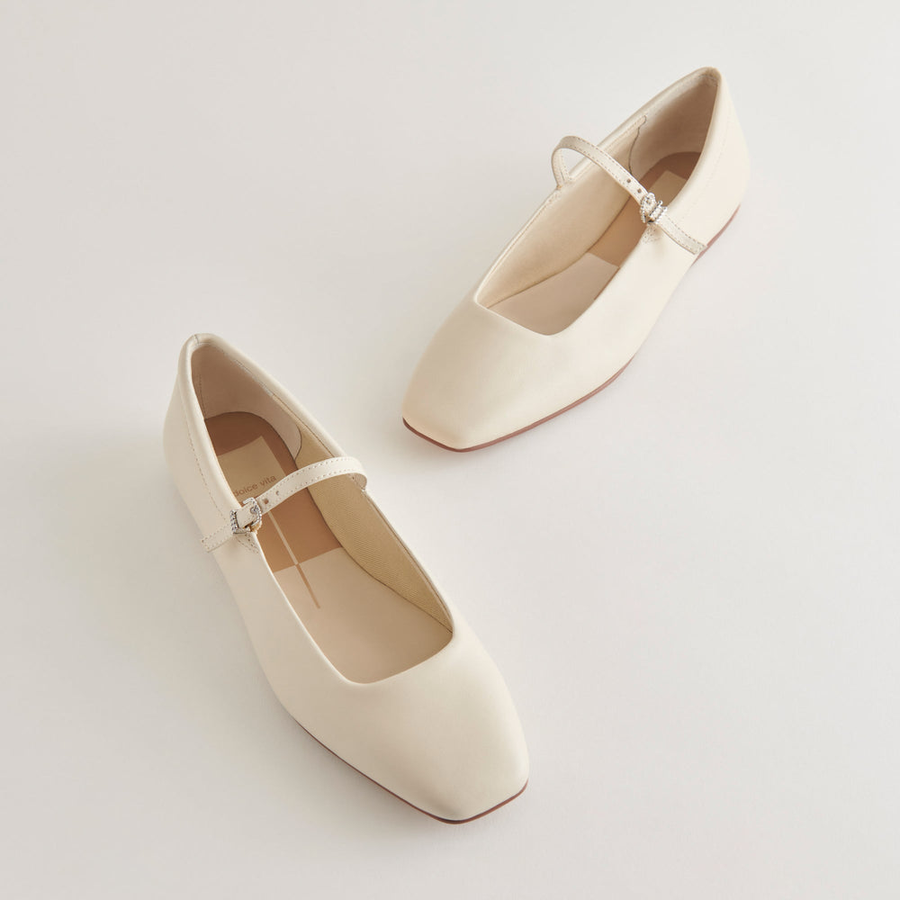 Reyes Ivory Leather Ballet Flats / Dolce Vita