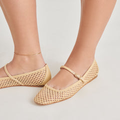 Reyes Lt Natural Woven Raffia Ballet Flats / Dolce Vita