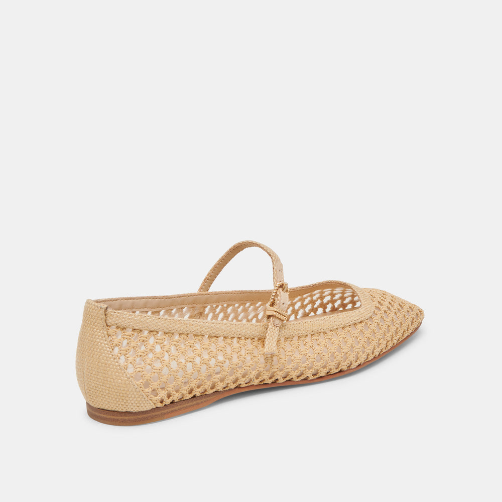 Reyes Lt Natural Woven Raffia Ballet Flats / Dolce Vita