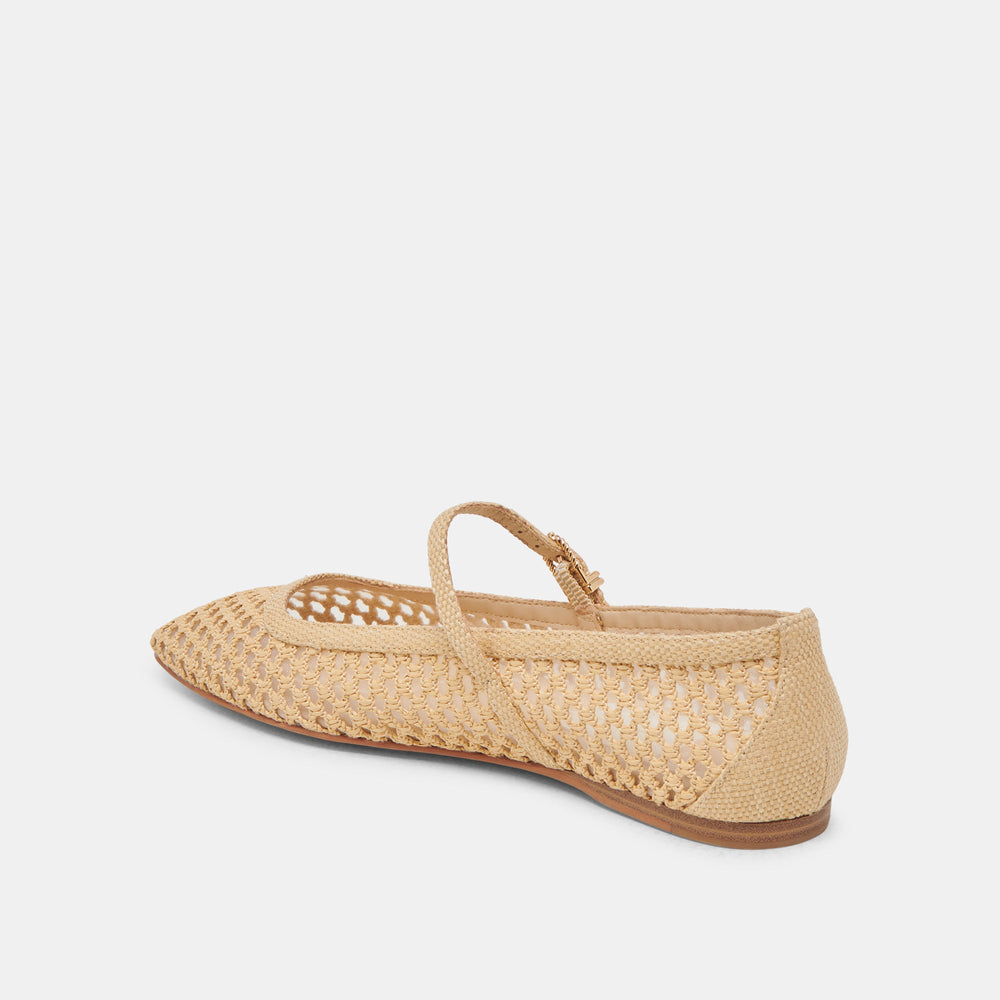Reyes Lt Natural Woven Raffia Ballet Flats / Dolce Vita