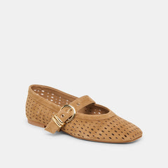 Mikel Lt Brown Perforated Suede Ballet Flats / Dolce Vita