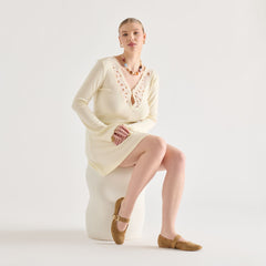 Mikel Lt Brown Perforated Suede Ballet Flats / Dolce Vita