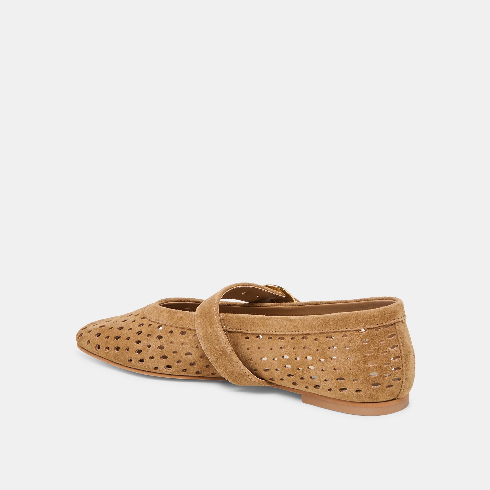 Mikel Lt Brown Perforated Suede Ballet Flats / Dolce Vita
