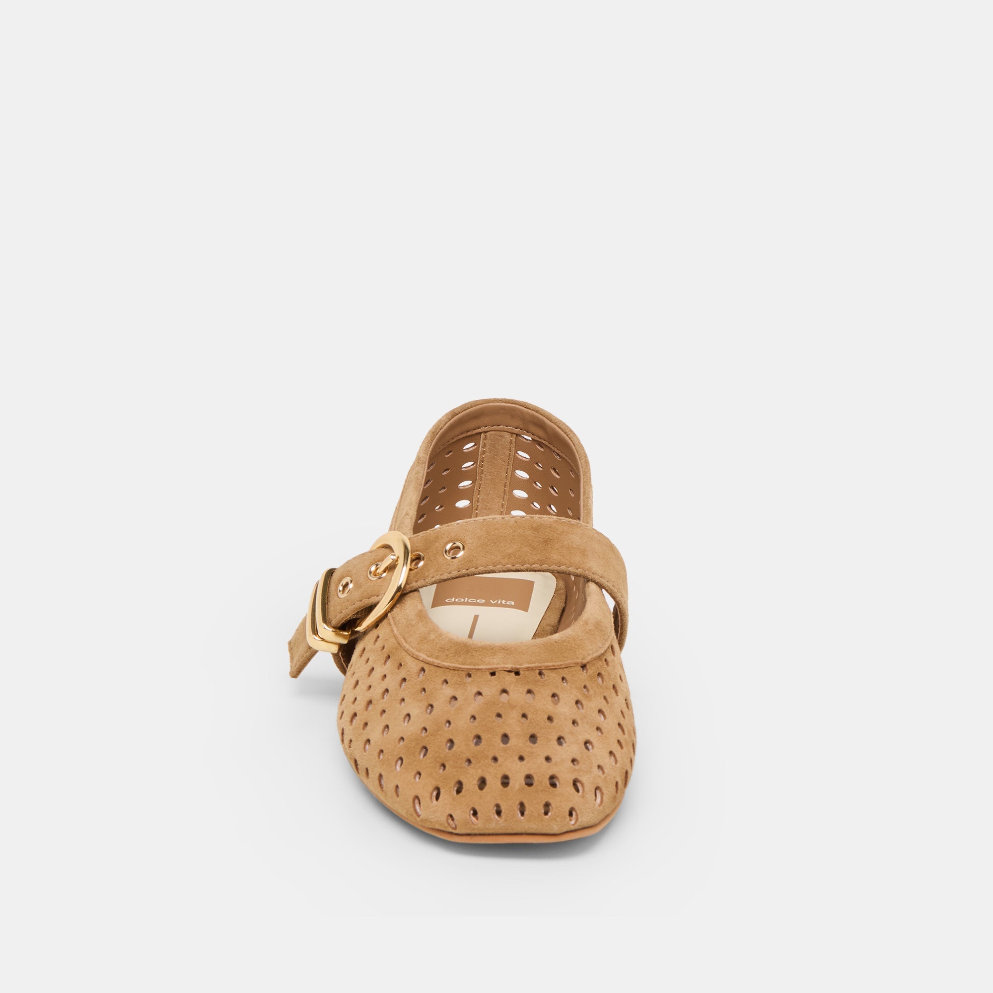 Mikel Lt Brown Perforated Suede Ballet Flats / Dolce Vita