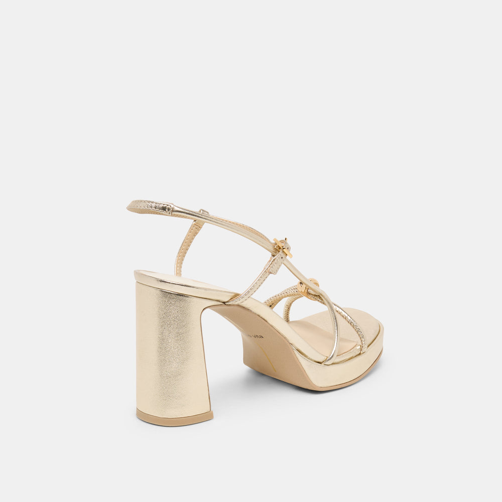 Odete Gold Leather Heels / Dolce Vita